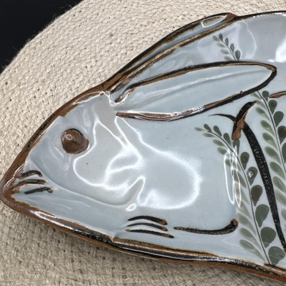 Ken Edwards Rabbit Shaped Plate Vintage El Palomar Mexican Stoneware Mexico Hare